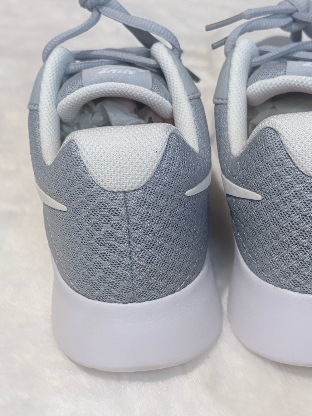 Nike Women's Light Gray Mesh Running Sneakers with White Swoosh - Picture 5 of 14